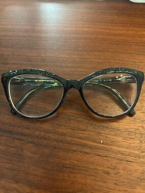 Cinzia Women's Black & Green Cat-Eye Fashion Glasses with Decorative Brow Detail